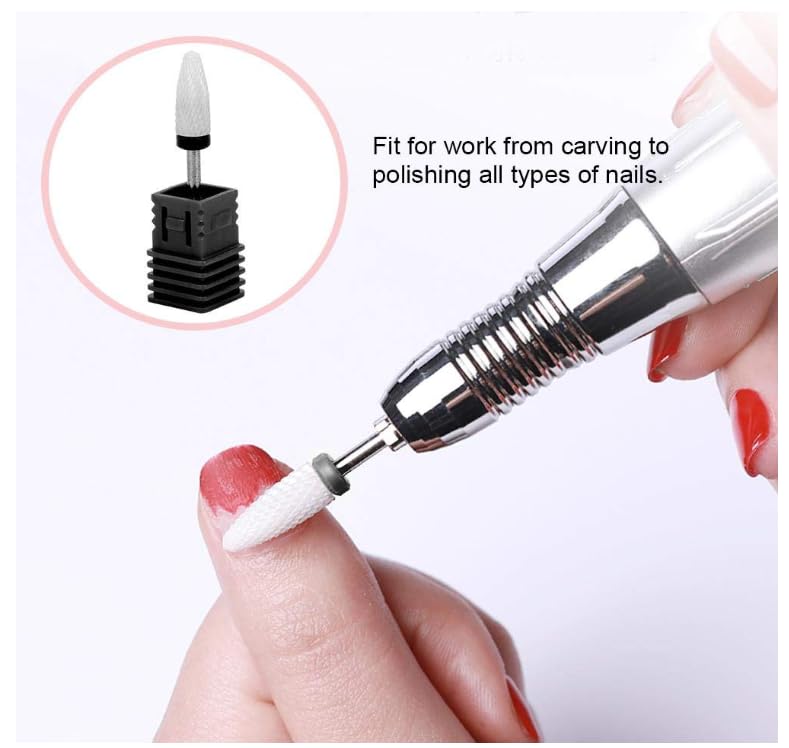 Ceramic Nail Drill Bit CornHeadShape Professional Grinding Head for Nail PolishingBlack - Image 4