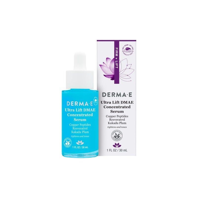 derma-e DERMA E Ultra Lift DMAE Concentrated Serum â€“ All Natural Skin Firming & Hydrating Serum with Copper Peptides and Resveratrol â€“ Concentrated Facial Skin Care, 1oz - Image 1