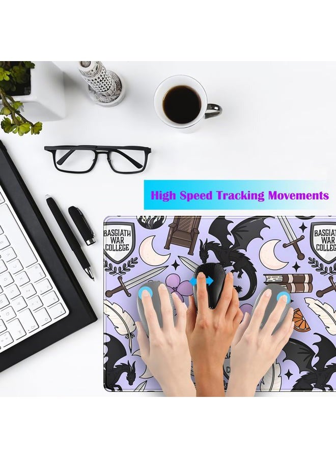 TENG DA QING Cute Desk Pad Kawaii Black Loong Mouse Pad Purple Magic Desk Keyboard Pad, Large Gaming Mouse Pad for Desk Decor Computer Desk Home Office Decor for Girl with Stitched Eges Protector Mat 31.5x15.7 in - Image 4