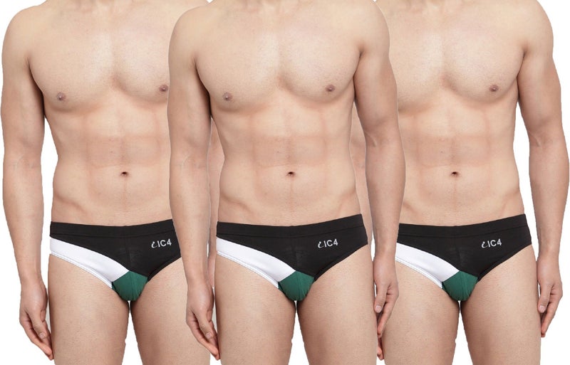 IC4 Store Men's Designer Briefs Combo Pack of 3 - Green and Black - Image 1