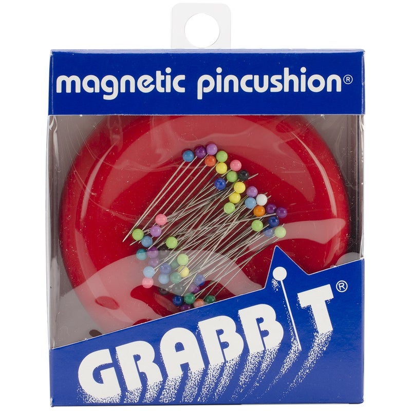 Grabbit Magnetic Sewing Pincushion with 50 Plastic Head Pins – Magnet Pin Organizer for Quilting, Embroidery, Needles, Bobby Pins, & Craft Storage, Red - Image 3