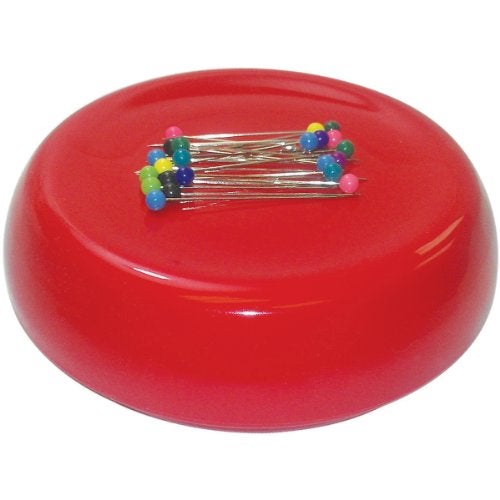 Grabbit Magnetic Sewing Pincushion with 50 Plastic Head Pins – Magnet Pin Organizer for Quilting, Embroidery, Needles, Bobby Pins, & Craft Storage, Red - Image 2