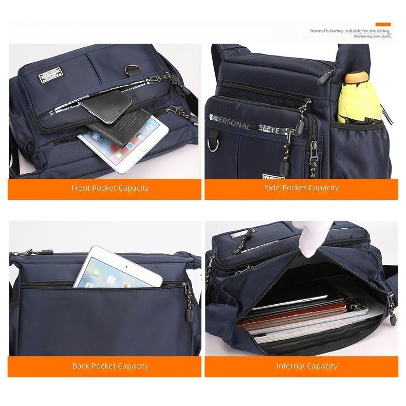 SHENGAO Men's Large Capacity Crossbody Bag - Waterproof, Durable, Multi-Pocket for Business Commute - Image 3