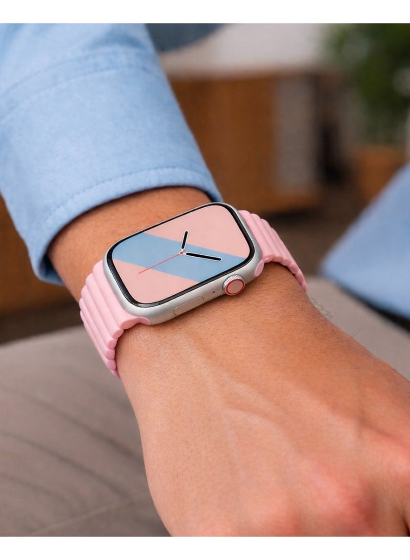 سوار سيليكون مغناطيسي بلونين متوافق مع Apple Watch بمقاسات 38/40/41/42 مم للموديلات ذات الحجم الصغير، حزام سيليكون ناعم بإغلاق مغناطيسي آمن، مناسب لـ Series 1–10 و SE - Image 3