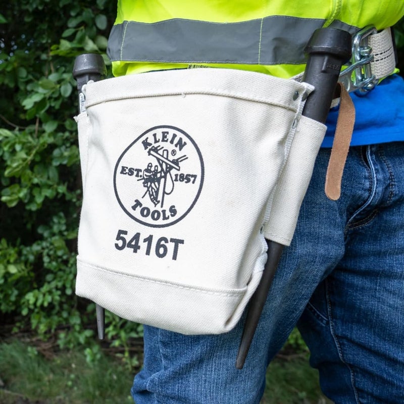 Klein Tools 5416T Tool Bag - Bull-Pin and Bolt Pouch, Durable No. 4 Canvas with Tunnel Connection, 5 x 10 x 9-Inch - Image 3