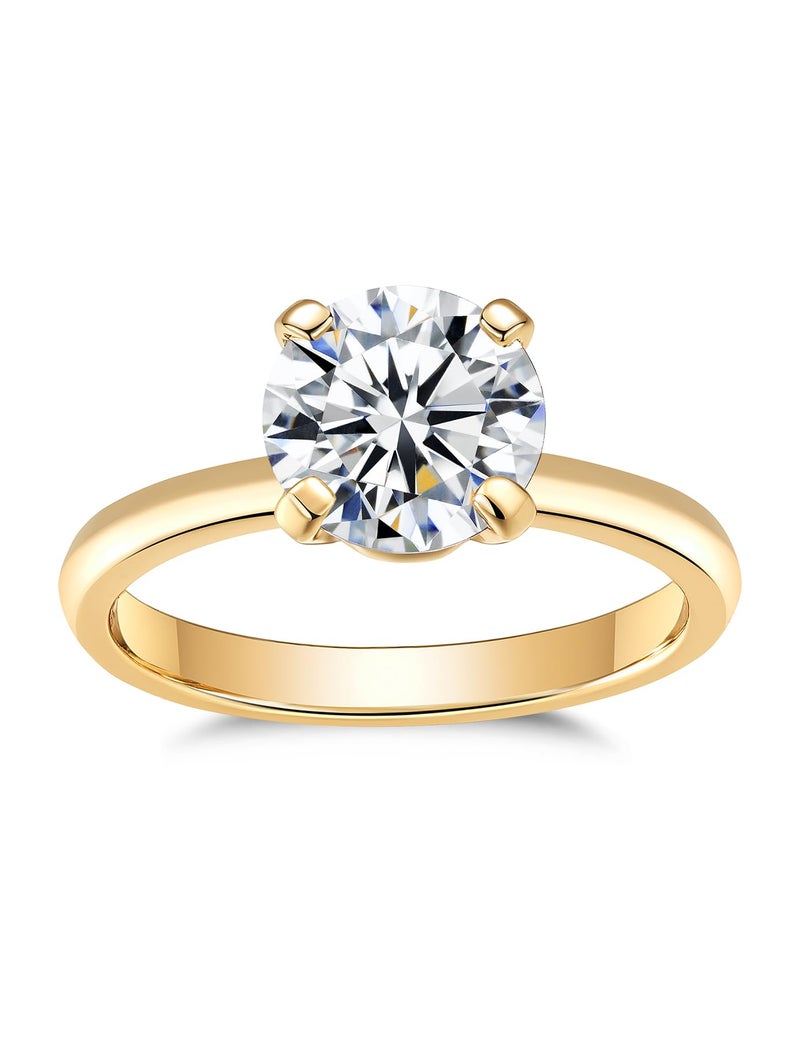 IMOLOVE Moissanite Solitaire Engagement Ring for Women Women's Engagement Rings Moissanite Promise Rings 2CT D Color Wedding band 925 Sterling Silver with 18K Yellow Gold Plated-7.0 - Image 1