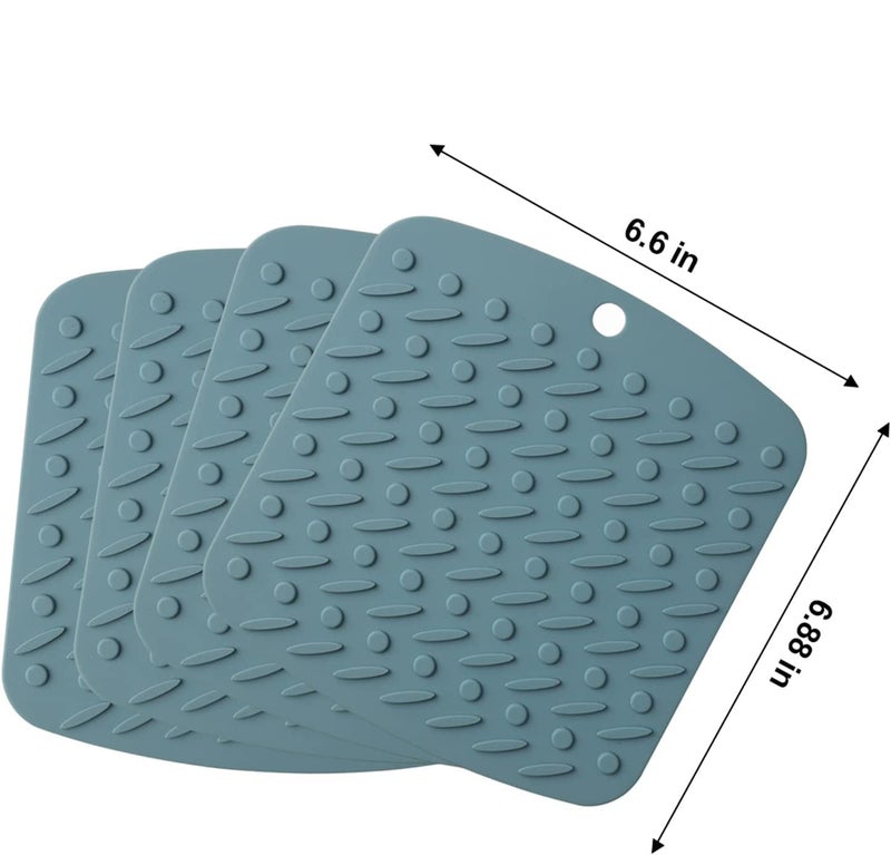 P Plus Fire Silicone Trivets Mats Silicone Pot Holder Hot Pads and Trivets for Hot Dishes Hot Mats for Countertops Pot Holders Table Mats Trivet Mats (Peacock, Set of 4) - Image 2