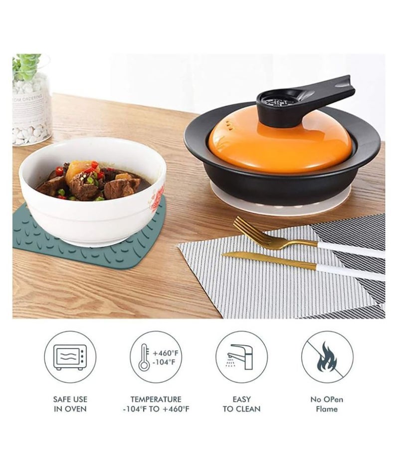 P Plus Fire Silicone Trivets Mats Silicone Pot Holder Hot Pads and Trivets for Hot Dishes Hot Mats for Countertops Pot Holders Table Mats Trivet Mats (Peacock, Set of 4) - Image 3