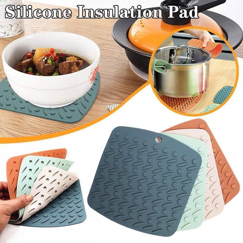 P Plus Fire Silicone Trivets Mats Silicone Pot Holder Hot Pads and Trivets for Hot Dishes Hot Mats for Countertops Pot Holders Table Mats Trivet Mats (Peacock, Set of 4) - Image 4