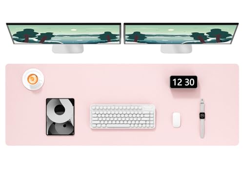 Hsurbtra Desk Pad, 48" x 17" PU Leather Desk Mat, XXXL Extended Mouse Pad, Waterproof Desktop Blotter Protector, Non-Slip Ultra Thin Large Laptop Keyboard Writing Mat for Office Home, Pink - Image 1