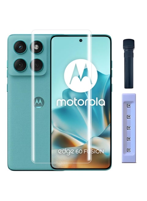 Screen Protector For Motorola Edge 60 Fusion UV Glass Curved Edges Full Cover Tempered Glass Screen Protector Full Glue Edge to Edge Coverage Anti Scratch Protector for Moto Edge 60 Fusion