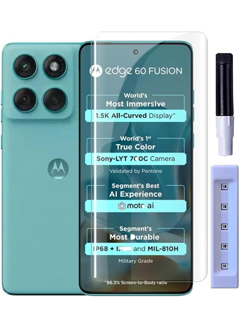 Generic - Screen Protector For Motorola Edge 60 Fusion UV Glass Curved Edges Full Cover Tempered Glass Screen Protector Full Glue Edge to Edge Coverage Anti Scratch Protector for Moto Edge 60 Fusion - Image 1