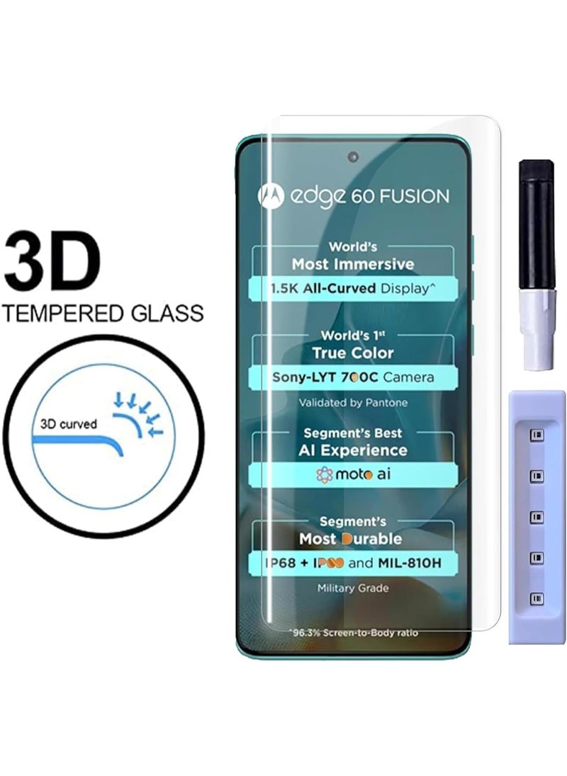 Generic - Screen Protector For Motorola Edge 60 Fusion UV Glass Curved Edges Full Cover Tempered Glass Screen Protector Full Glue Edge to Edge Coverage Anti Scratch Protector for Moto Edge 60 Fusion - Image 1