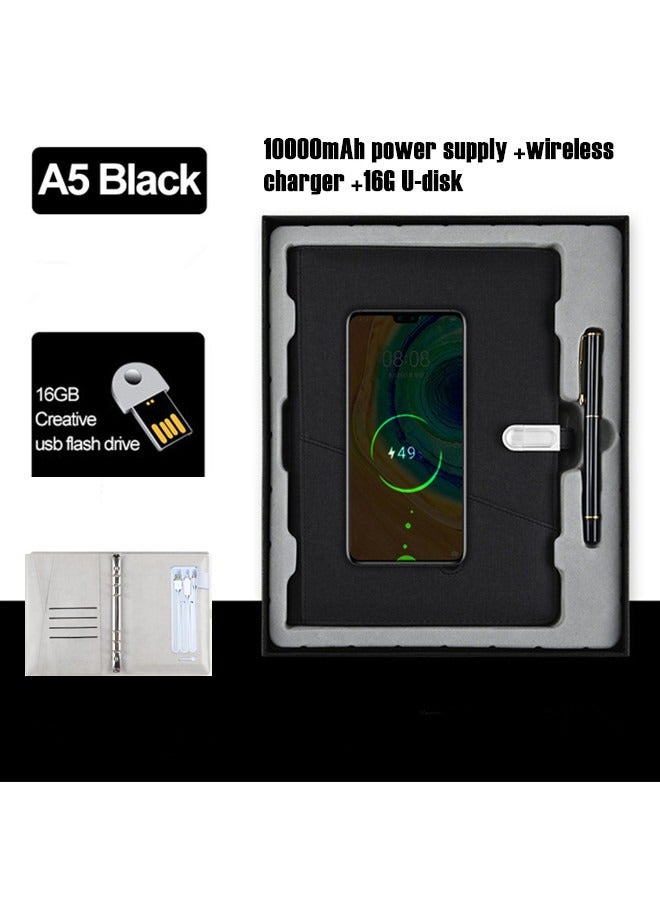 Multifunctional Notebook Binder Spiral Diary with 10000 mAh Wired/Wireless Charging and 16G Portable U Disk - Image 1
