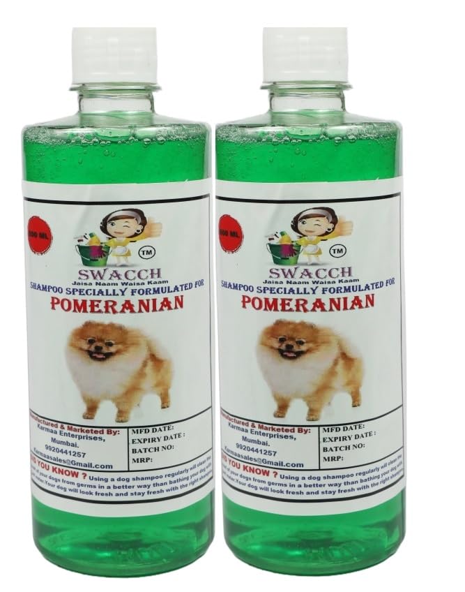 swacch Pomeranian Dog Shampoo + Dumbbell Toy I Durable Rubber Dog Toy for Chewing I Playing,Teeth Cleaning & Training Toy I Combo Pack I 500ml Pack of 2 Neem Alovera - Image 2