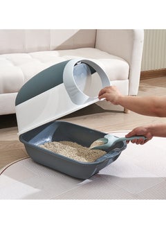 Arabest Cat Litter Box Fully Enclosed Large Cat Litter Box Extra Large Enclosed Litter Box Grey  - Image 4