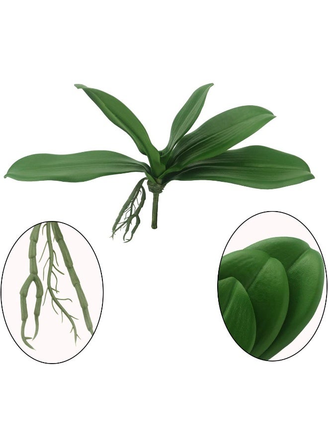 Tinsow Artificial Green Phalaenopsis Simulation Moth Orchid Leaf Real Latex Touch Green Plant for Flowers Garden Bonsai Decor (5, 9.5"/5 Leaves) - Image 2