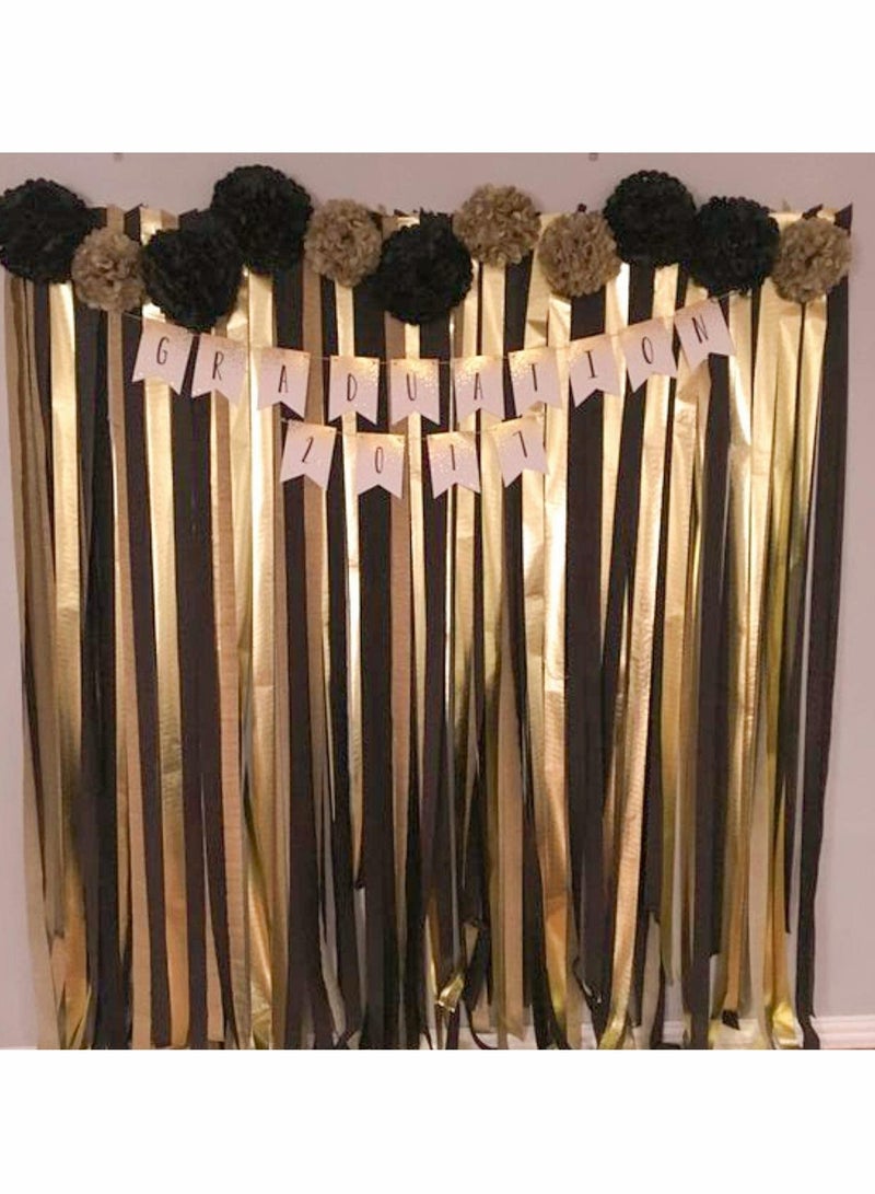 جيرمانيون ورق كريب أنيق - ديكورات حفلات ذهبية وفضية وسوداء لأعياد الميلاد وحفلات الزفاف (6 لفات، 1.8" × 82 قدم لكل واحدة) - Image 2