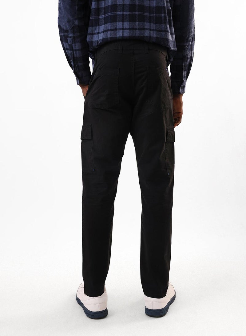 Dennis Lingo Men's Black 100% Cotton Full Slim Fit Cargo Trouser - Image 3