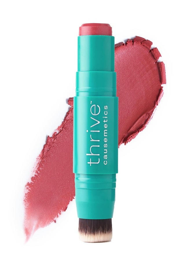 Thrive Causemetics Triple Threat Color Stick: Cream Blush Stick with Vitamin E, Evening Primrose Oil, Waterproof Smudge Proof Face Makeup Formula, Dionne (Brick Red Shimmer) - Image 1