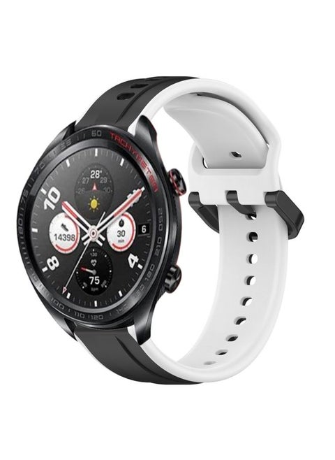 Replacement Strap For Honor Watch Dream 22mm Convex Loop Two-Color Silicone Watch Band Black+White