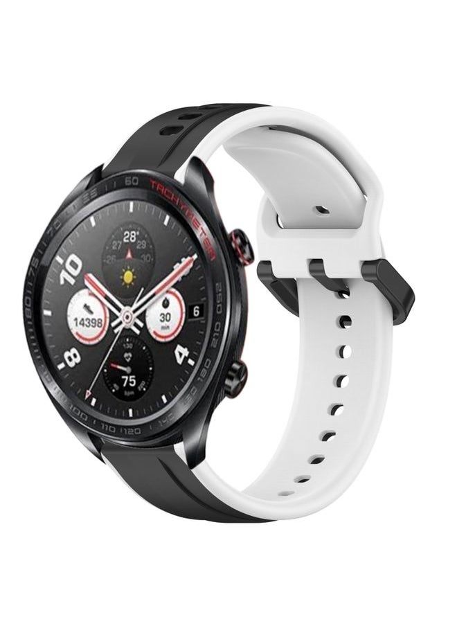 Generic - Replacement Strap For Honor Watch Dream 22mm Convex Loop Two-Color Silicone Watch Band Black+White - Image 1