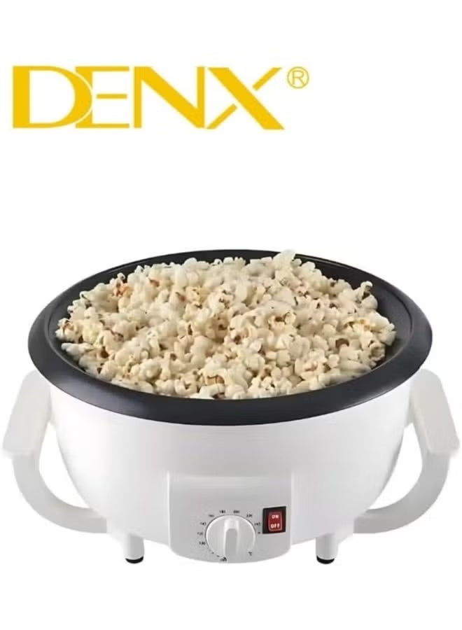 Denx محماص قهوة كهربائي DX3422 وصانع فشار 800 واط، سعة كبيرة 2 لتر، تحكم في درجة الحرارة قابل للتعديل، غطاء زجاجي شفاف، محماص حبوب قهوة متعدد الاستخدامات، صانع فشار ومكسرات - Image 3