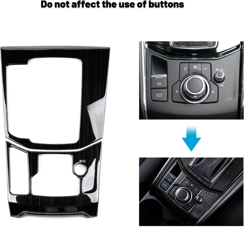 ANFOKAS Compatible with Mazda CX-5 2025 2024 2023 2022 2021 2020 2019 2018 2017 Accessories Car Center Console Cover Gear Panel Gear Shift Knob Cover Trims Frame -Stainless Steel Black - Image 5