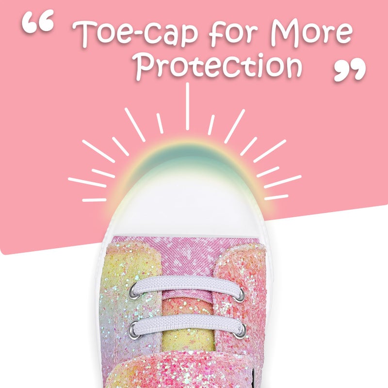 K KomForme Toddler Shoes Boys Girls Canvas Sneakers, Size 9 Toddler, Gradient Glitter - Image 5