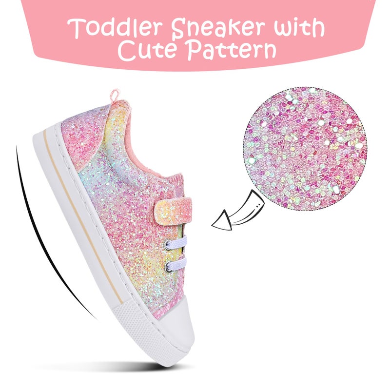 K KomForme Toddler Shoes Boys Girls Canvas Sneakers, Size 9 Toddler, Gradient Glitter - Image 4