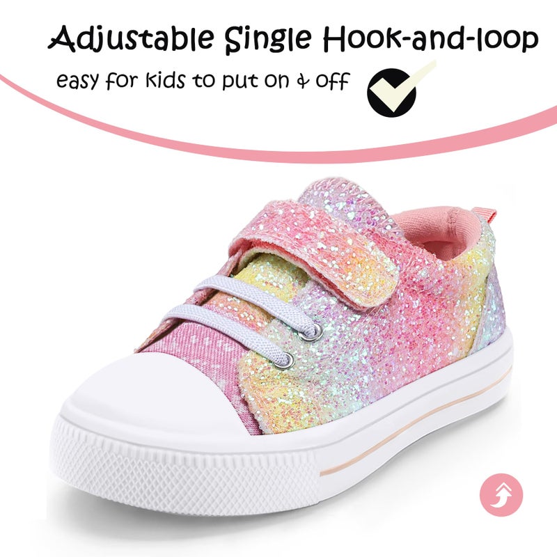 K KomForme Toddler Shoes Boys Girls Canvas Sneakers, Size 9 Toddler, Gradient Glitter - Image 3