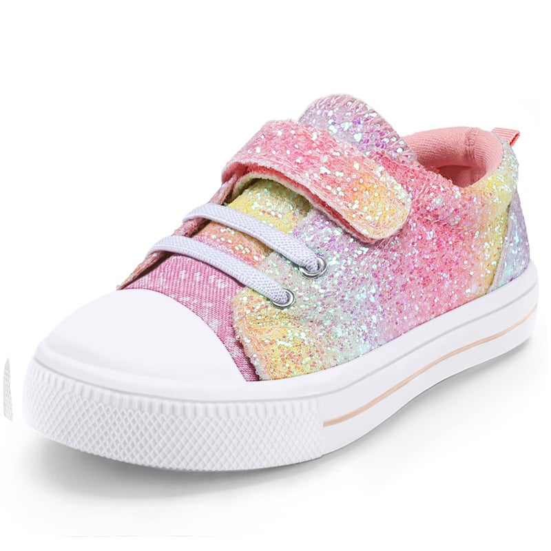 K KomForme Toddler Shoes Boys Girls Canvas Sneakers, Size 9 Toddler, Gradient Glitter - Image 1