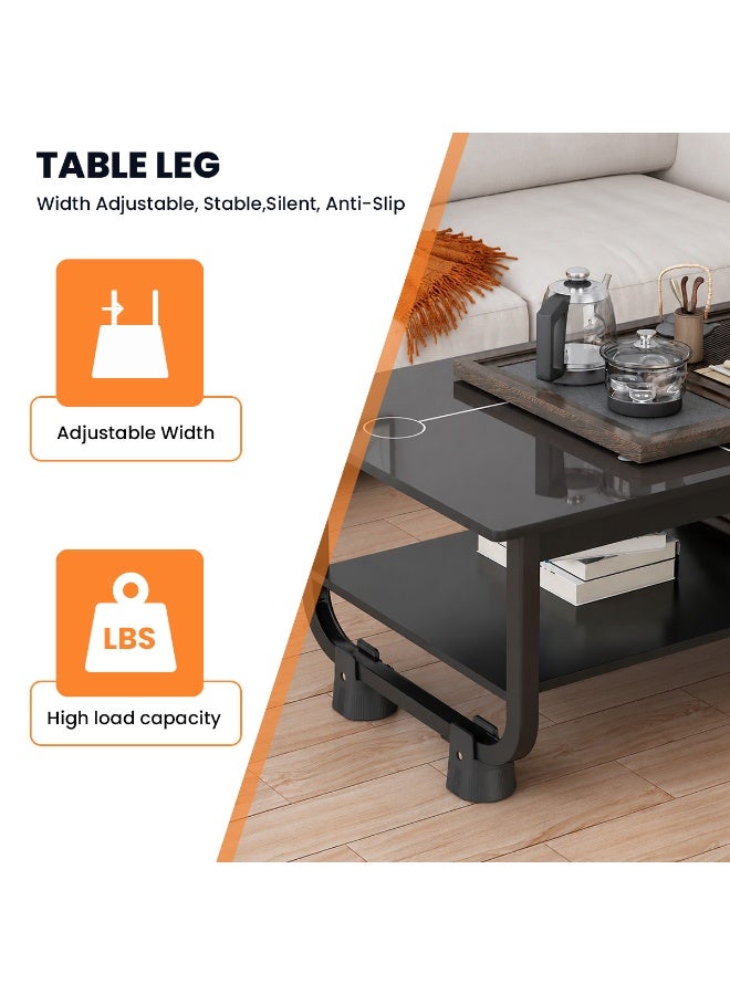 TAPIT Adjustable Furniture Leg Risers 4 Pack 1-50mm Expandable Clamp Table Sofa Bed Elevator Pads with EVA Anti-Slip Lining & Soundproof Felt Bottom Heavy Duty Height Raise Furniture Riser for Desk Cabinet Chair (Black) - Image 5