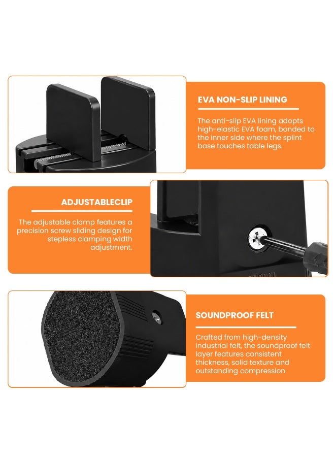 TAPIT Adjustable Furniture Leg Risers 4 Pack 1-50mm Expandable Clamp Table Sofa Bed Elevator Pads with EVA Anti-Slip Lining & Soundproof Felt Bottom Heavy Duty Height Raise Furniture Riser for Desk Cabinet Chair (Black) - Image 4
