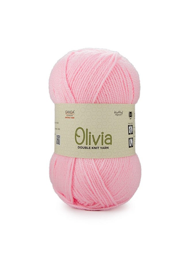 GANGA GANGA Acrylic Olivia Hand Knitting And Crochet Yarn (Baby Pink) (100Gms) - Image 1