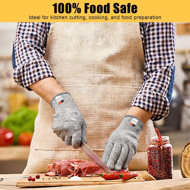 Mkobon 2 Pairs Cut Resistant Gloves Level 5 Protection, Food Grade Cut Proof Gloves, Safety Anti Cutting Glove For Cooking Meat, Oyster Shucking, Mandoline, Chefs, Food Prep, Carving, Butcher (M+L) - Image 5