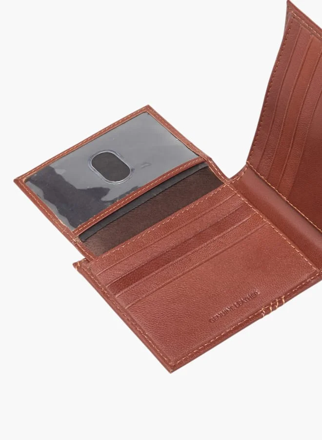 DUCHINI Mens Logo Embossed Bi-Fold Wallet With Flap Closure