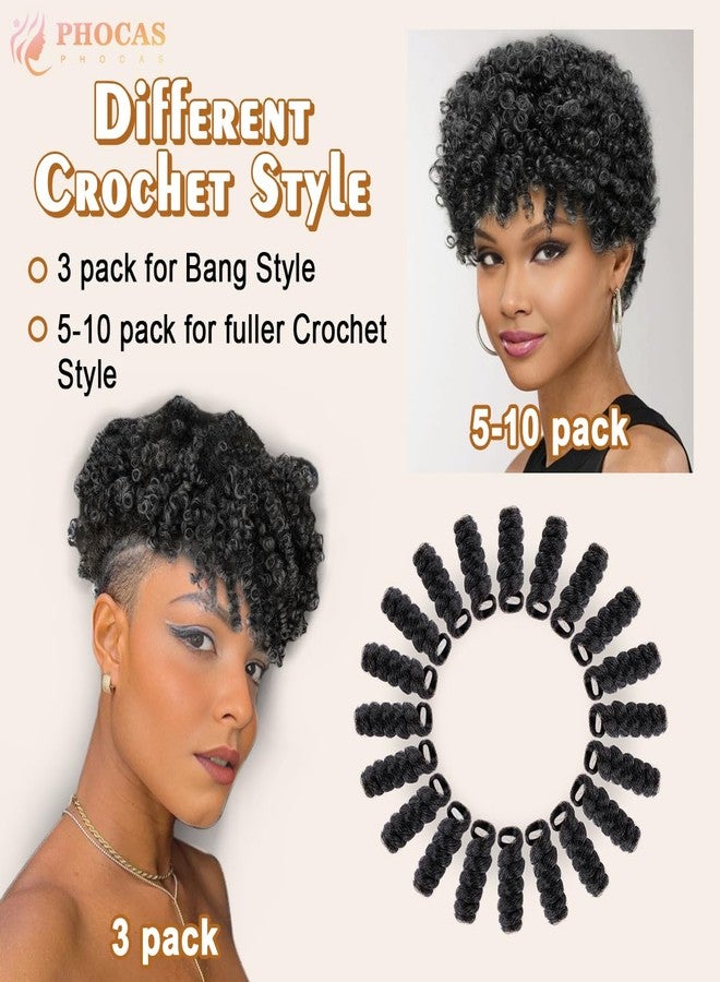 PHOCAS HairPhocas 5 Packs Synthetic Curly Crochet Hair 10 inch 20roots/pack for Crochet Braids Hair(Black) - Image 4