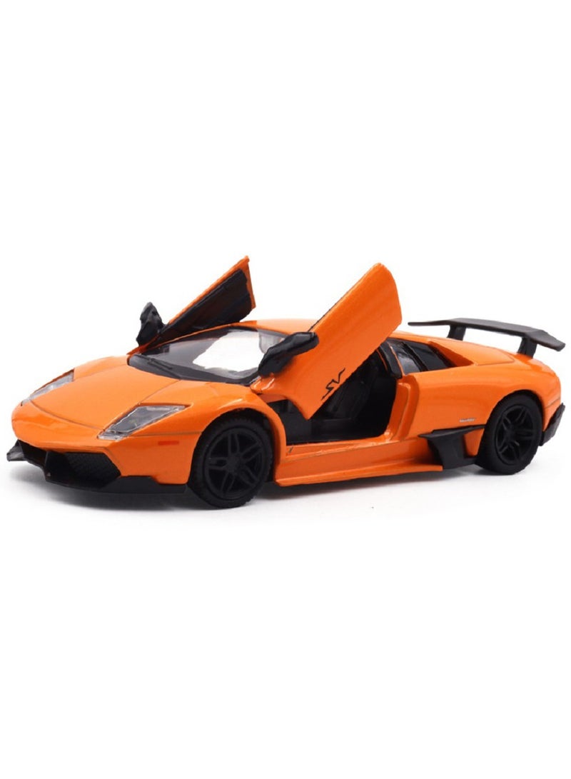 1:36 Alloy Sports Car Model , Pull-Back Toy With Opening Doors , Collector's Decor , Model Car for Kids Boy Girl Gift Orange ,12.5cm*5.5 cm*3 cm - Image 1