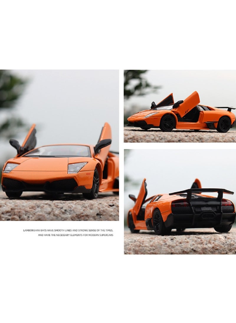 1:36 Alloy Sports Car Model , Pull-Back Toy With Opening Doors , Collector's Decor , Model Car for Kids Boy Girl Gift Orange ,12.5cm*5.5 cm*3 cm - Image 3
