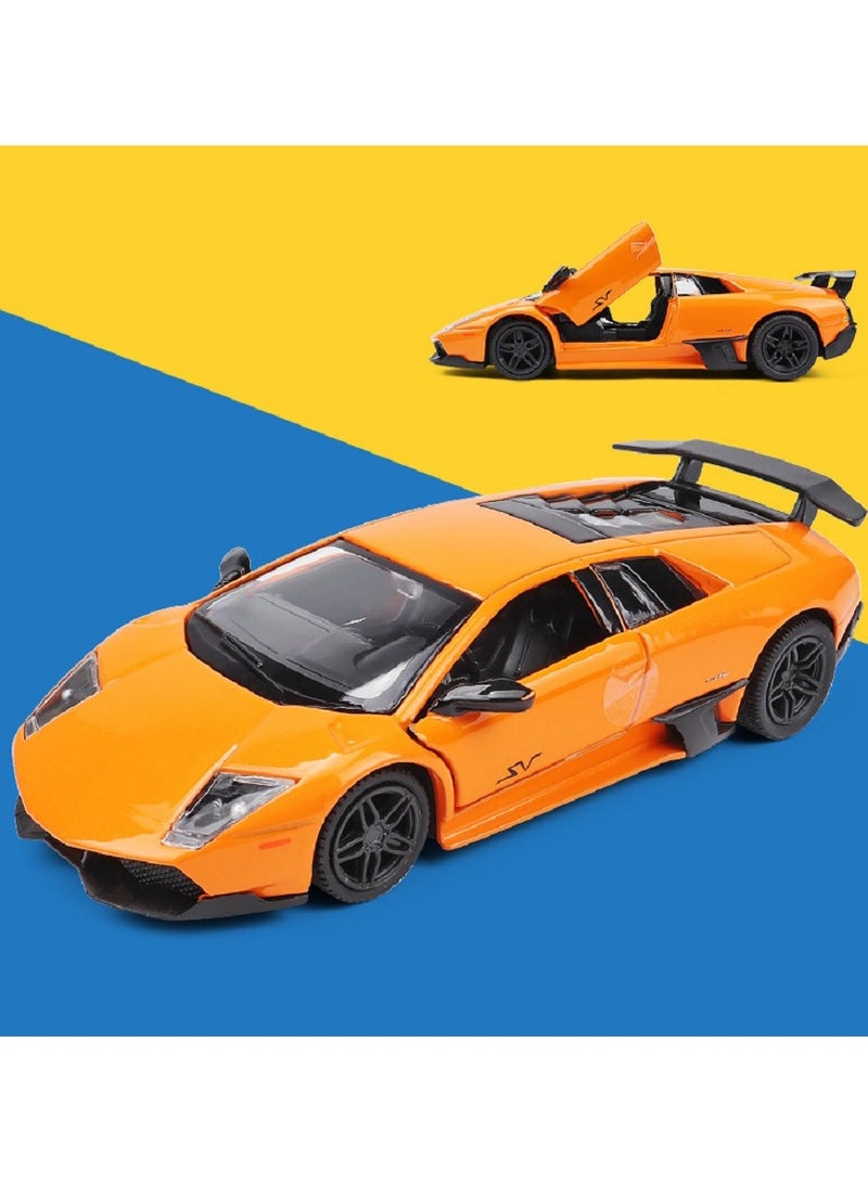 1:36 Alloy Sports Car Model , Pull-Back Toy With Opening Doors , Collector's Decor , Model Car for Kids Boy Girl Gift Orange ,12.5cm*5.5 cm*3 cm - Image 4