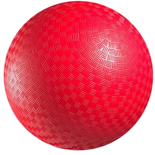 PlayBolt Playground Ball 85 Inch 1Pack Red Rubber Bouncy Inflatable Balls wAir Pump for Kids Adults Indoor Outdoor Games Kickballs Dodgeball Four Square Handball and More - Image 1