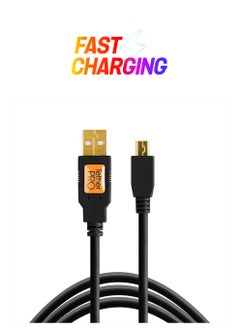TetherPro USB 2.0 to Mini-B 5-Pin Cable | for Fast Transfer and Connection Between Camera and Computer | Non-Reflective Black | 15 Feet (4.6 m) | Tether Tools