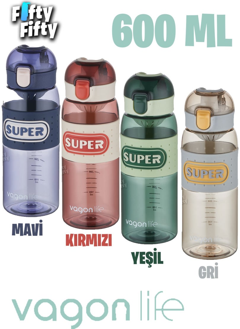 Vagonlife - 600 ml Comfortable Drinking Strawless Handle Non-Slip Body Water Bottle - Image 1