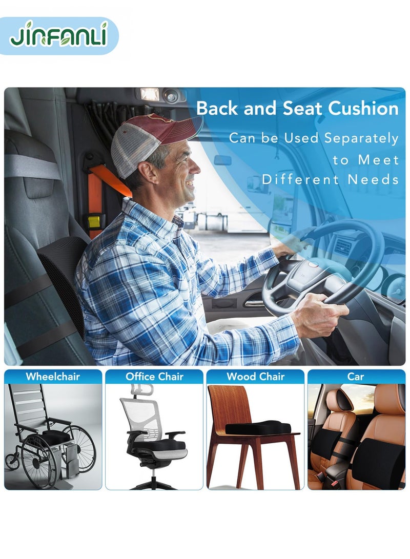 جين فان ل أنا وسادة مقعد ودعم قطني لكرسي المكتب والسيارة والكراسي المتحركة من إسفنج الذاكرة لكرسي المكتب لتخفيف آلام عرق النسا وأسفل الظهر وعظم العصعص مع أحزمة قابلة للتعديل وغطاء قابل للغسل ثلاثي الأبعاد - Image 3