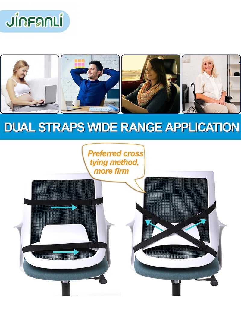 جين فان ل أنا وسادة مقعد ودعم قطني لكرسي المكتب والسيارة والكراسي المتحركة من إسفنج الذاكرة لكرسي المكتب لتخفيف آلام عرق النسا وأسفل الظهر وعظم العصعص مع أحزمة قابلة للتعديل وغطاء قابل للغسل ثلاثي الأبعاد - Image 5