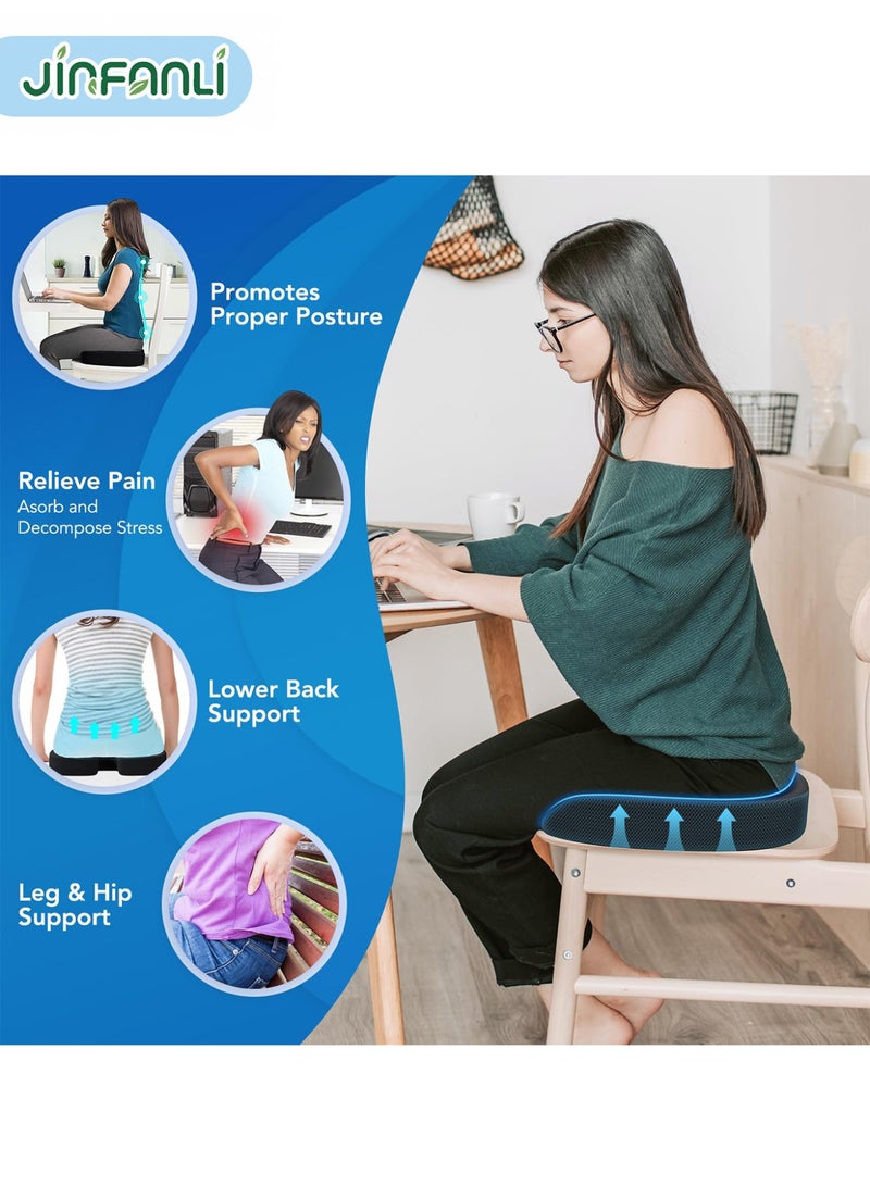 جين فان ل أنا وسادة مقعد ودعم قطني لكرسي المكتب والسيارة والكراسي المتحركة من إسفنج الذاكرة لكرسي المكتب لتخفيف آلام عرق النسا وأسفل الظهر وعظم العصعص مع أحزمة قابلة للتعديل وغطاء قابل للغسل ثلاثي الأبعاد - Image 2