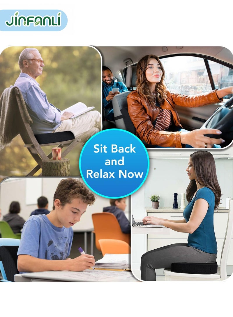 جين فان ل أنا وسادة مقعد ودعم قطني لكرسي المكتب والسيارة والكراسي المتحركة من إسفنج الذاكرة لكرسي المكتب لتخفيف آلام عرق النسا وأسفل الظهر وعظم العصعص مع أحزمة قابلة للتعديل وغطاء قابل للغسل ثلاثي الأبعاد - Image 4