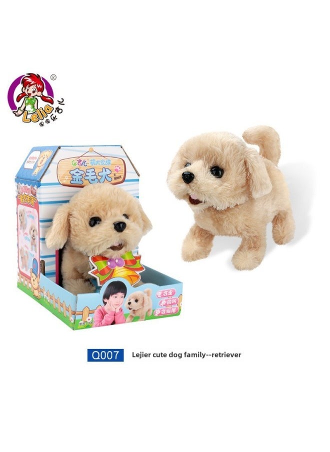 Le Jier Children's Electric Toy Dog Simulation Plush Teddy Calling Walking Dog Machine Dog Girl-Color:Q007 Golden Retriever  - Image 1