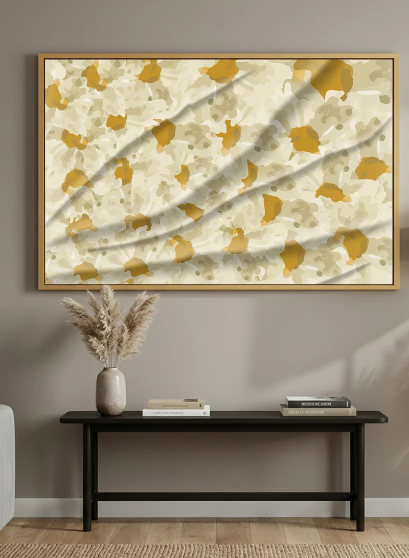 LOWHA Canvas Wall Art Stretched Over Wooden Frame with Gold Floating Frame and Abstract Design